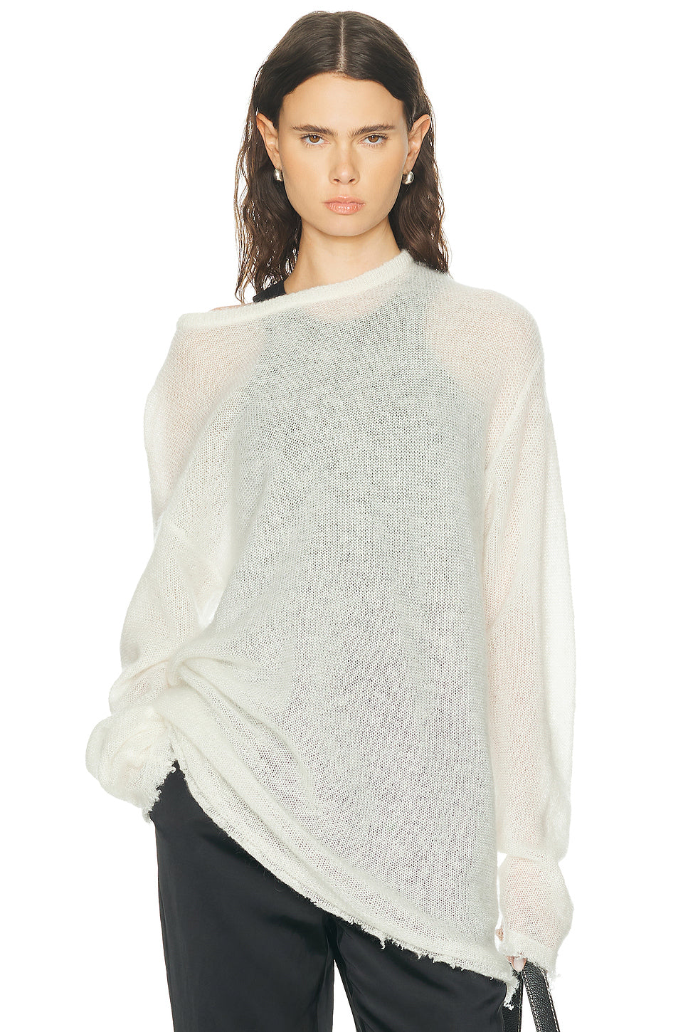 Long Open Weave Knit Sweater