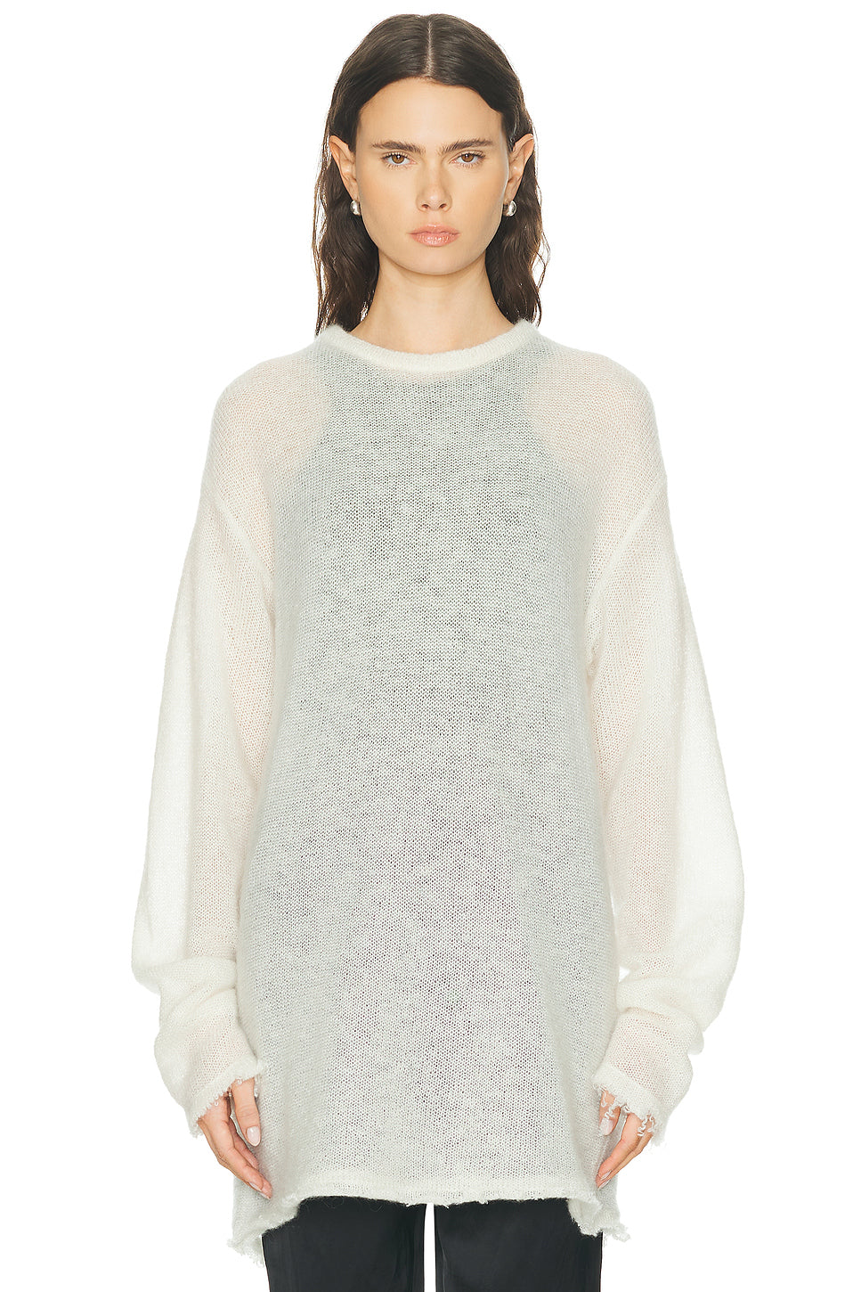 Long Open Weave Knit Sweater