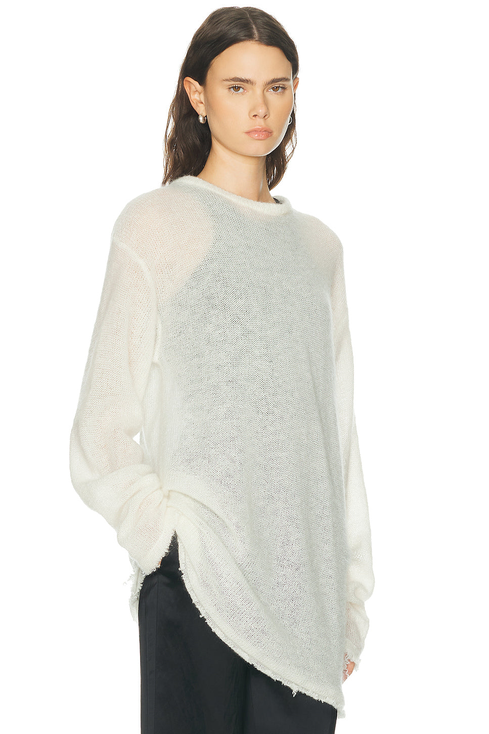 Long Open Weave Knit Sweater