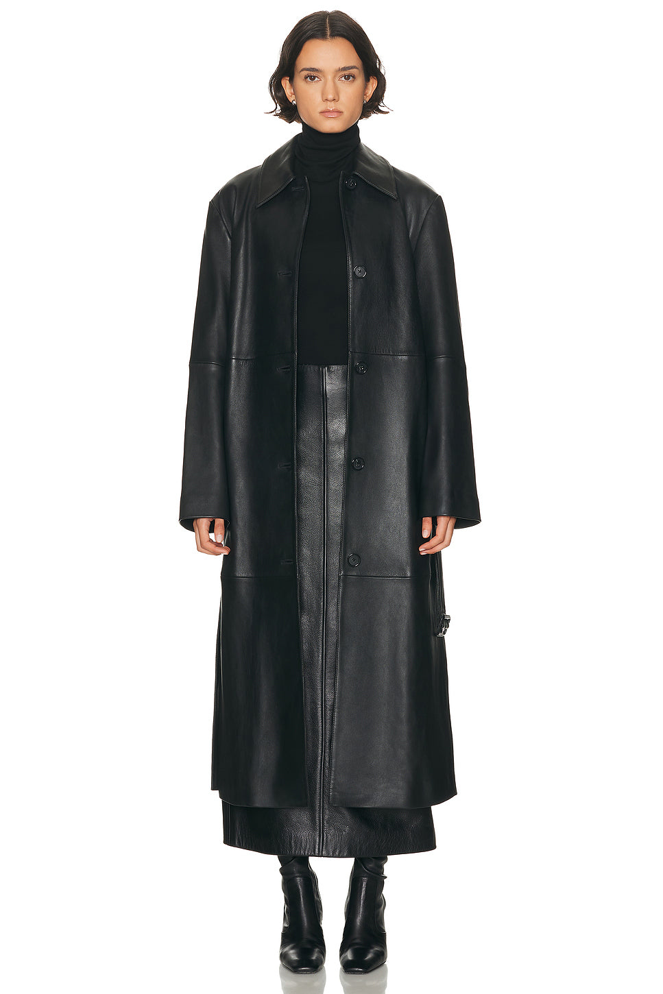 Belted Leather Coat