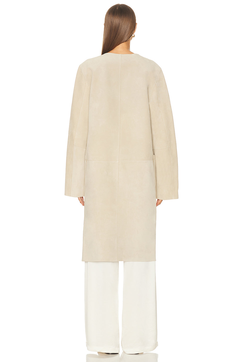 Collarless Suede Coat