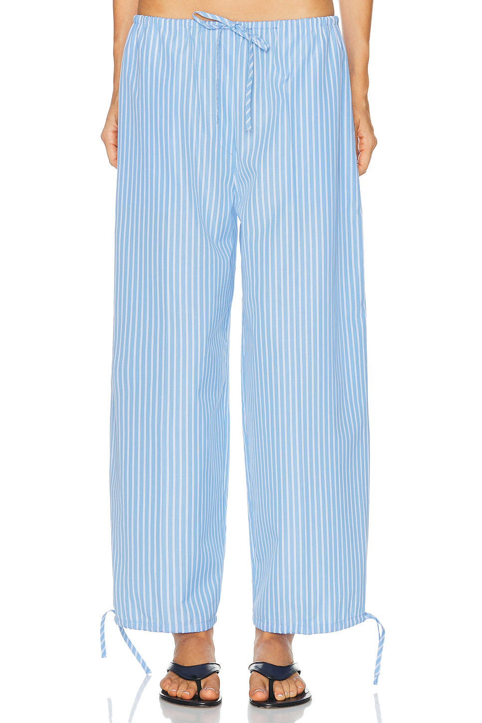 Striped Drawstring Cotton Trouser