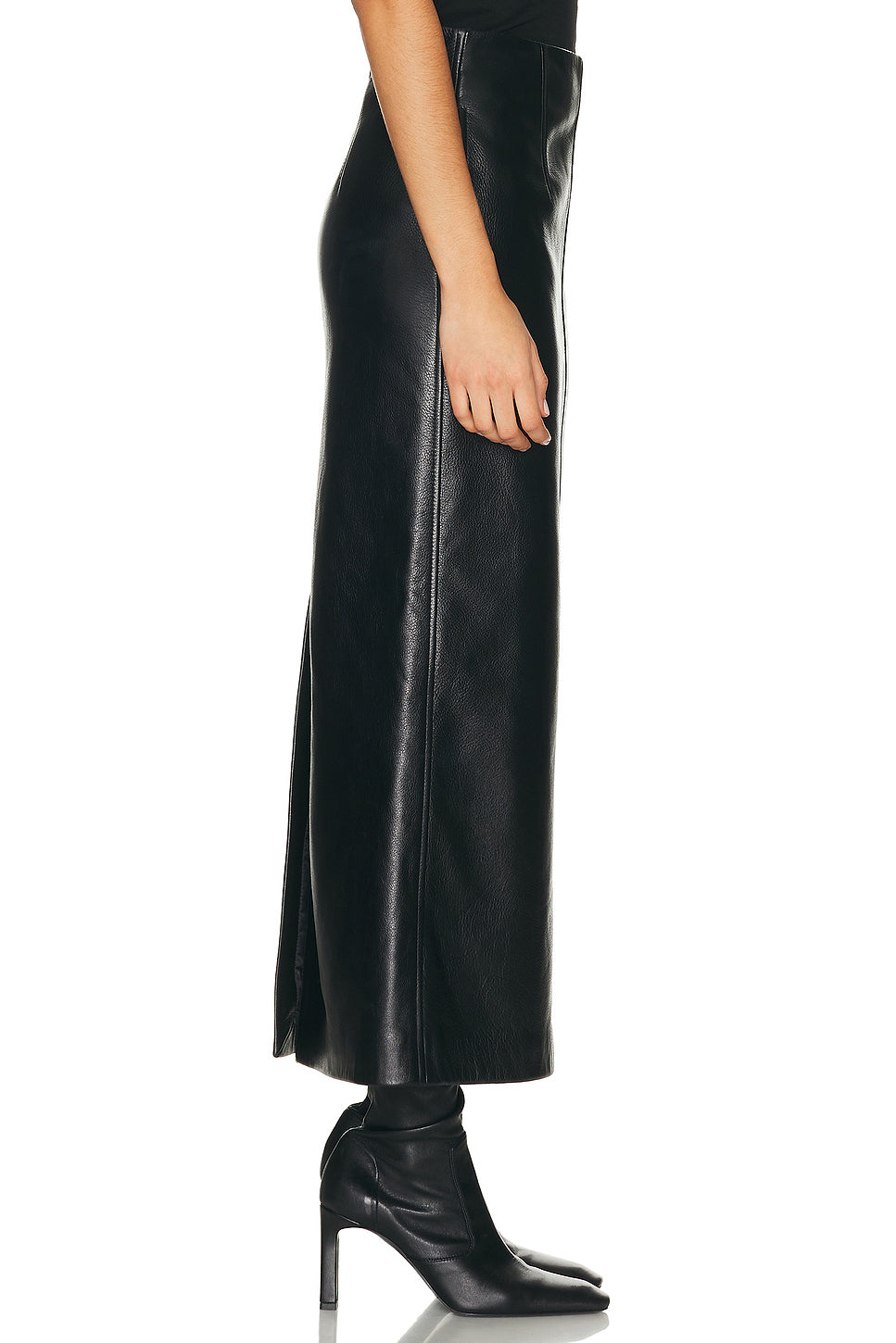 Grained Leather Straight Skirt