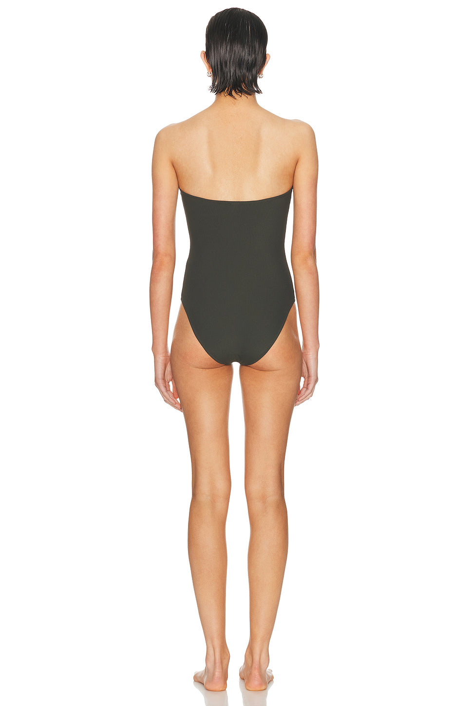 Ribbed Strapless One Piece Swimsuit