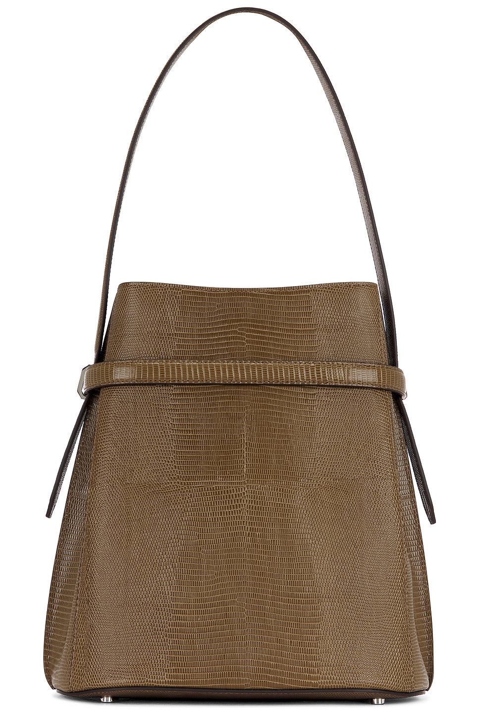 Belted Lizard Embossed Bucket Bag