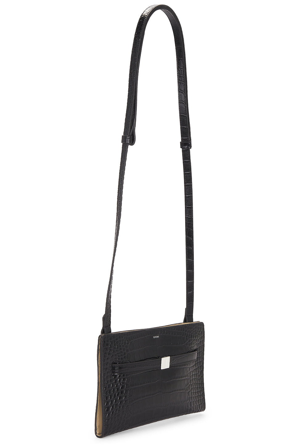 Belted Croco Embossed Crossbody Bag