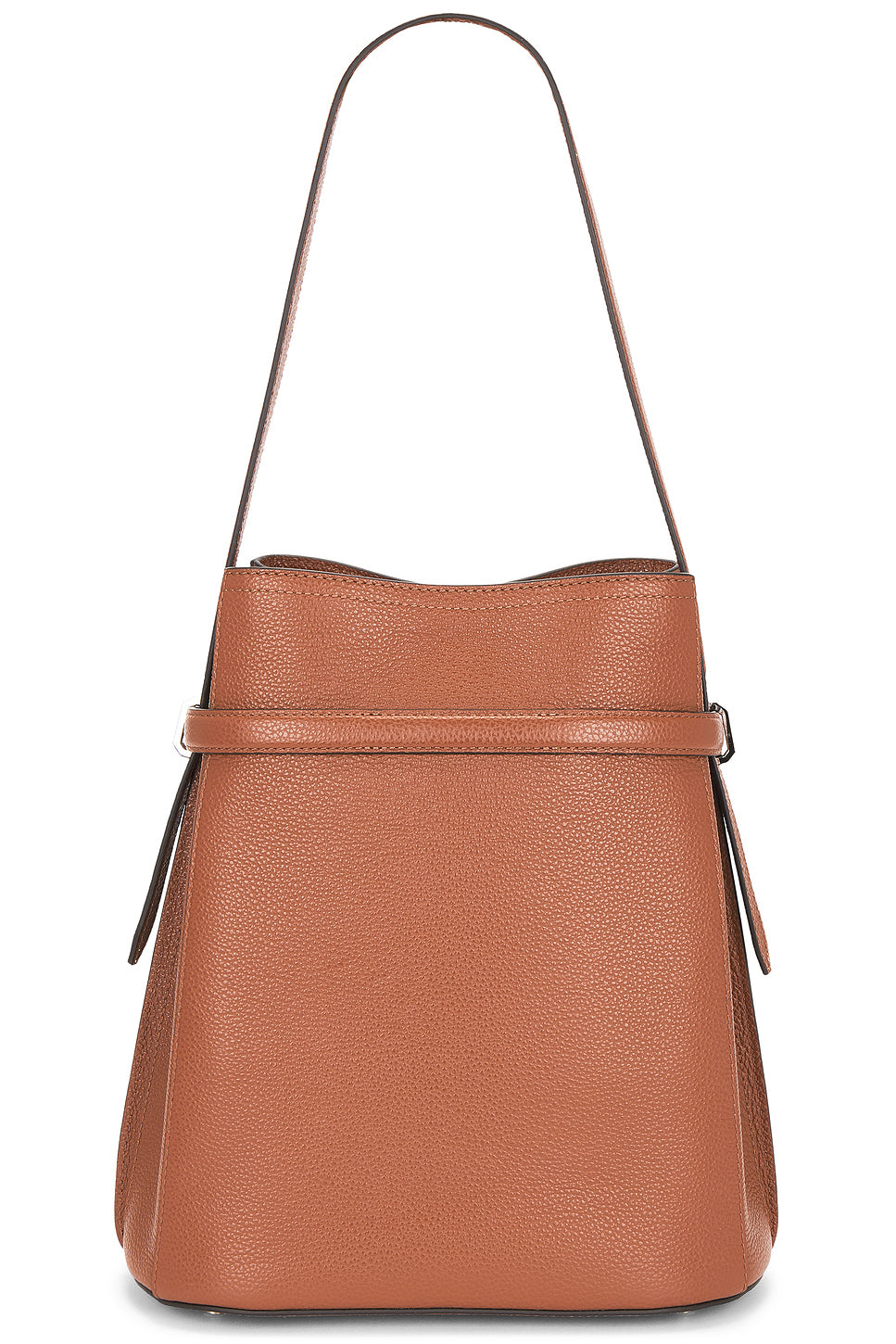 Belted Grained Leather Bucket Bag