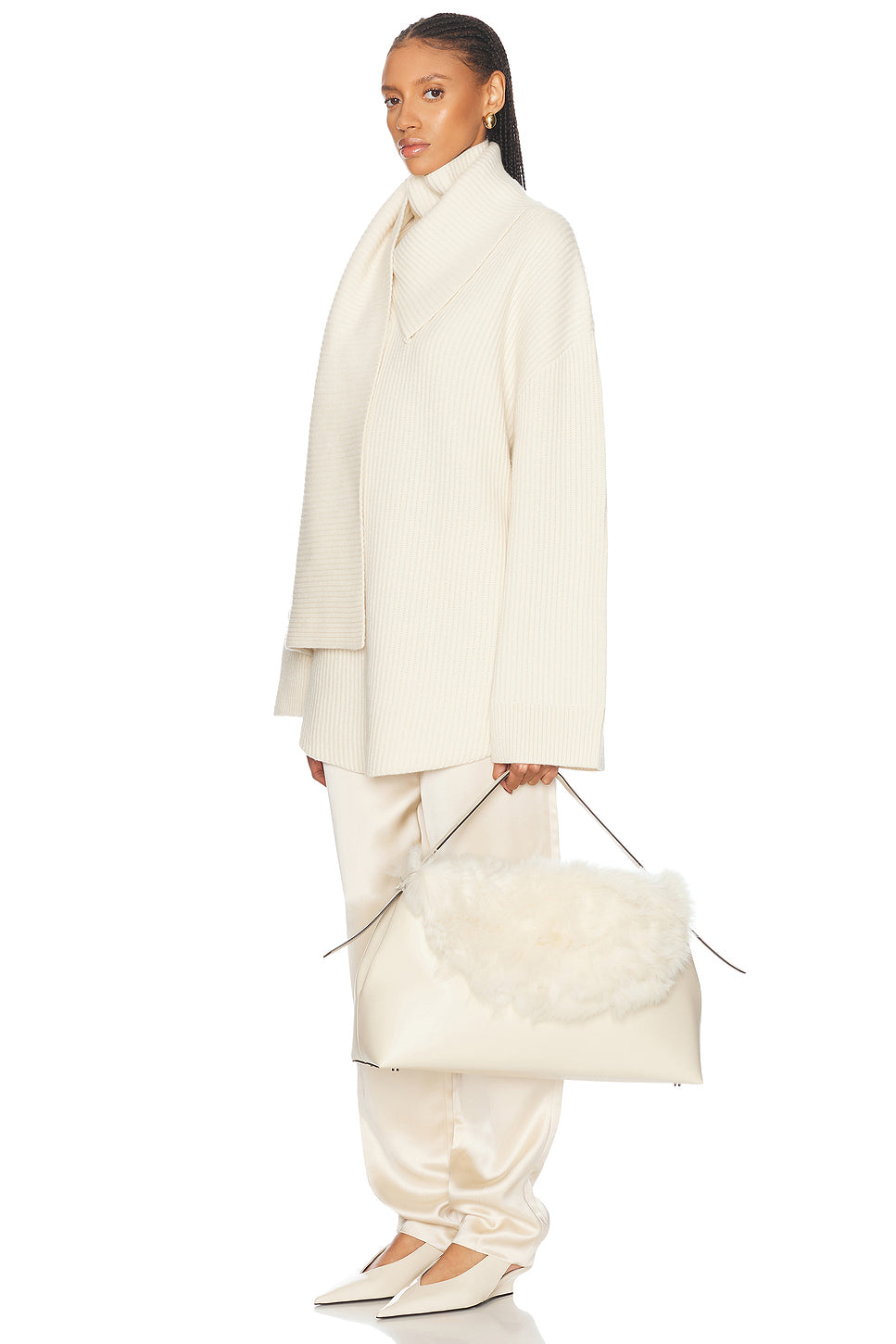 Shearling T-Lock Top Handle Bag