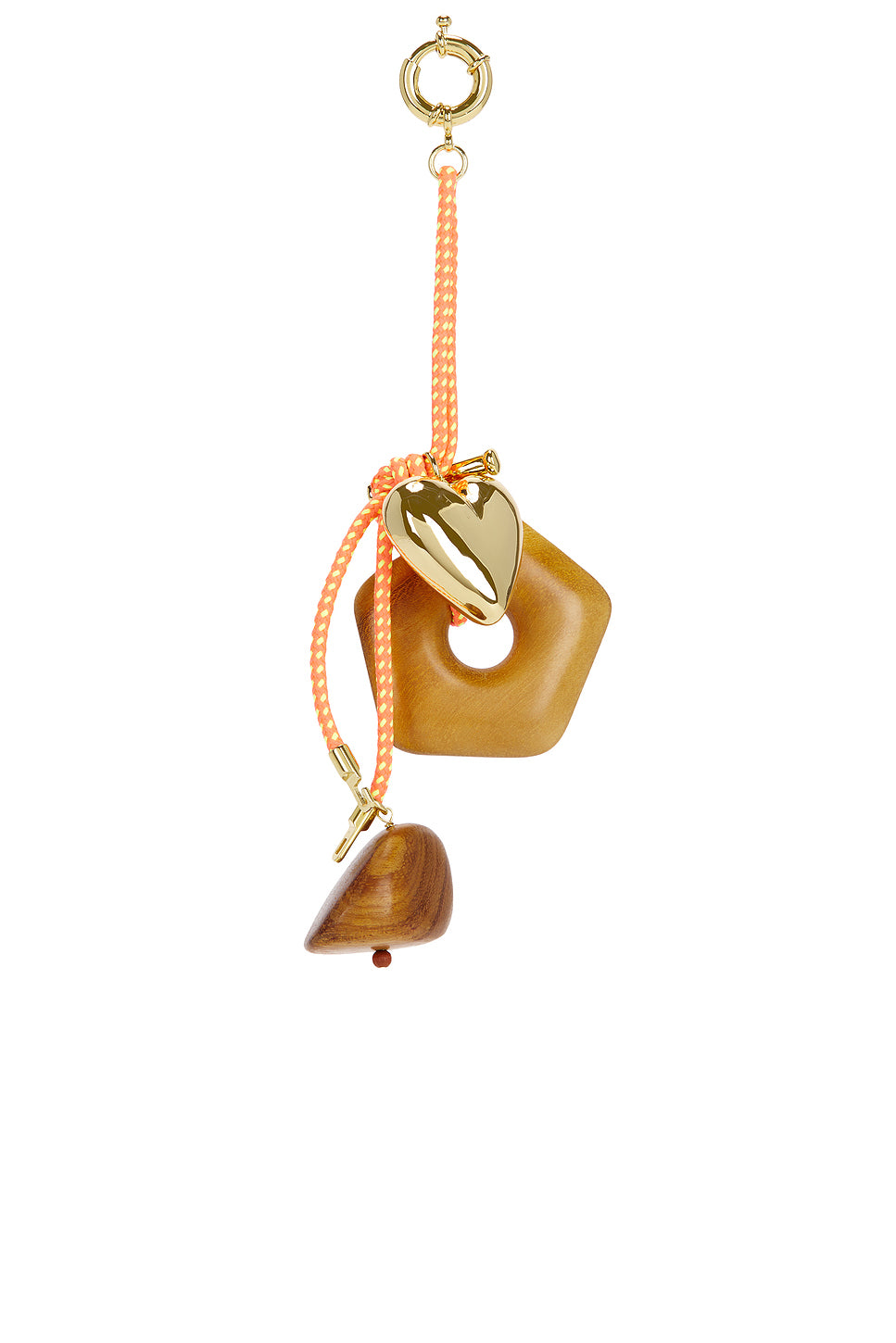 Wood & Gold Charms Rope Keychain