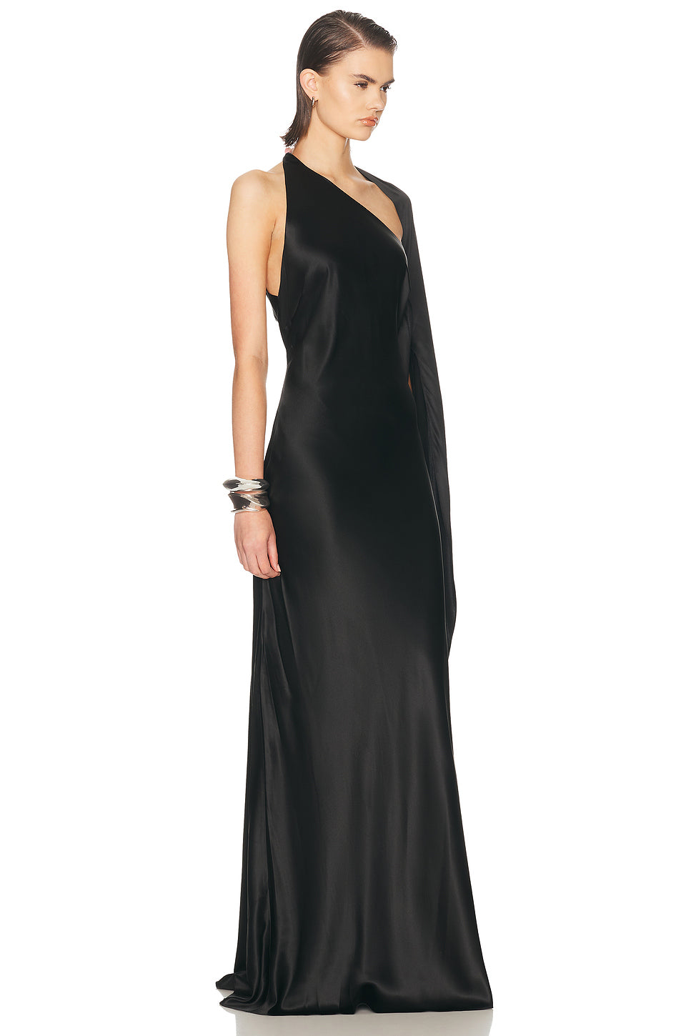 Drape Sleeve One Shoulder Gown