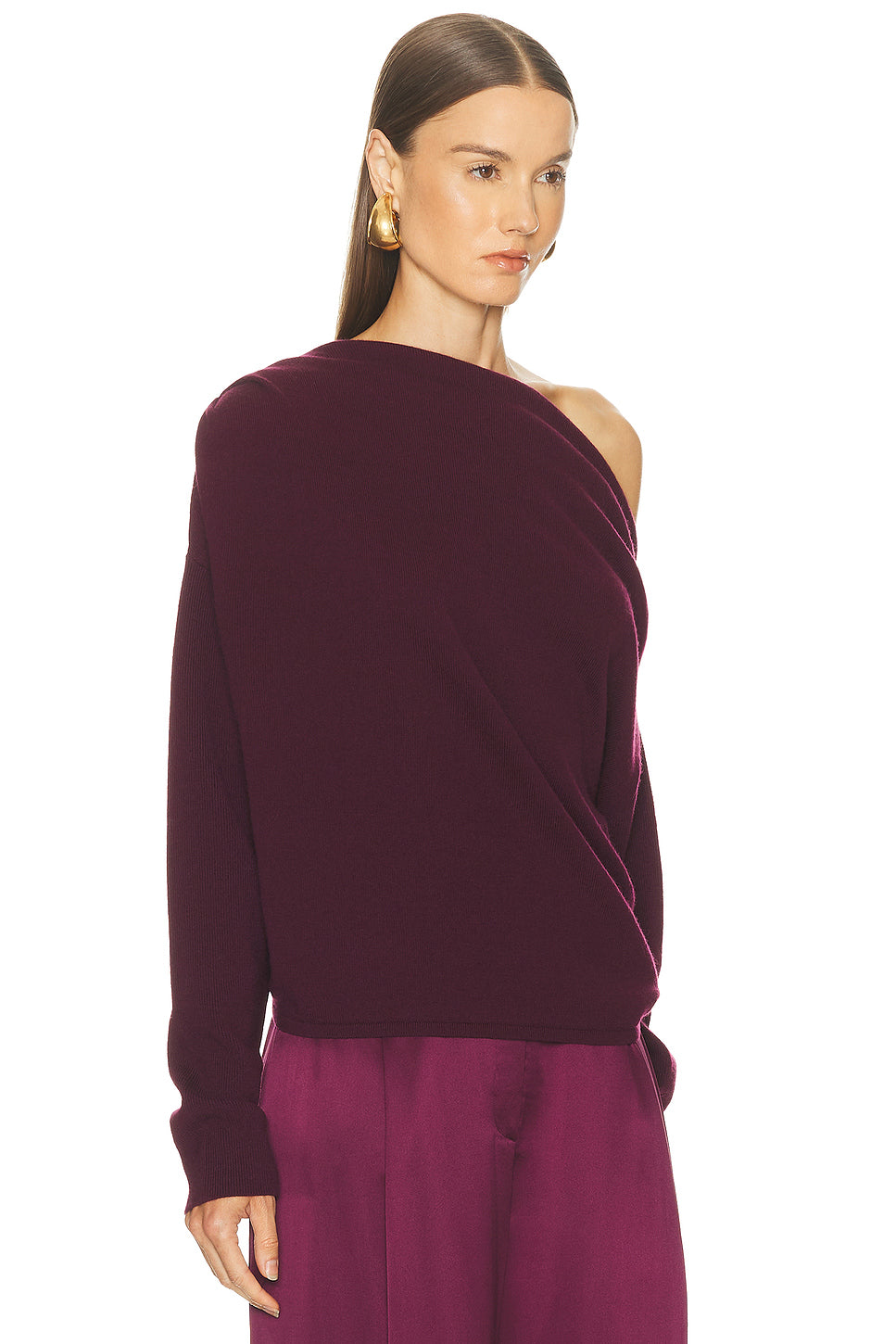Long Sleeve Asymmetrical Drape Sweater