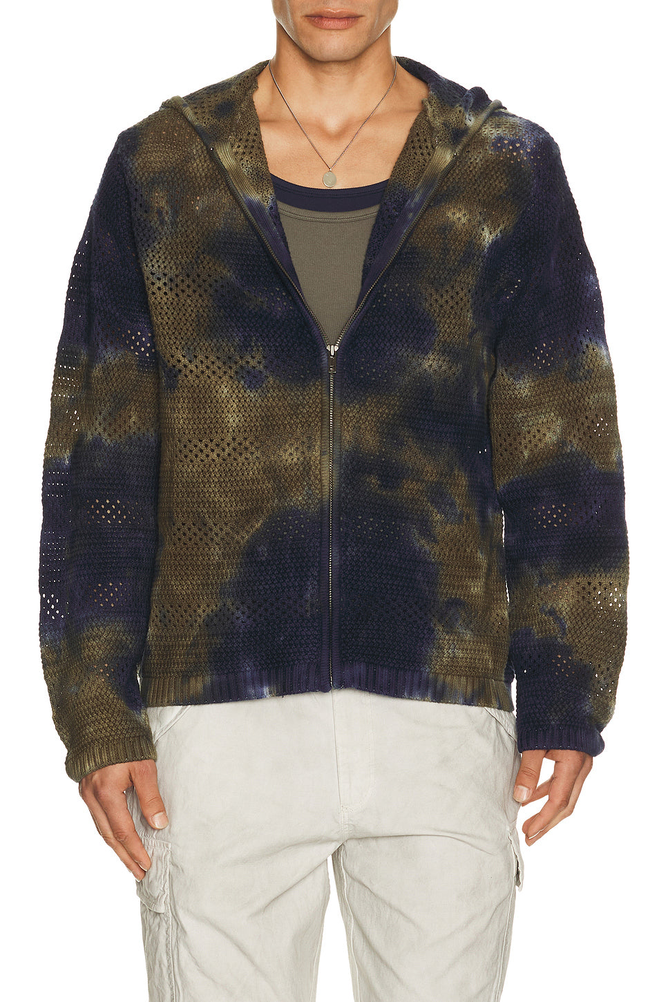 Crochet Knit Zip Hoodie