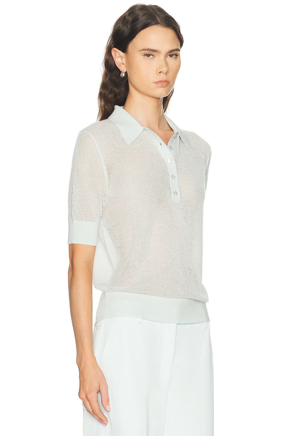 Open Stitch Slim Polo Top