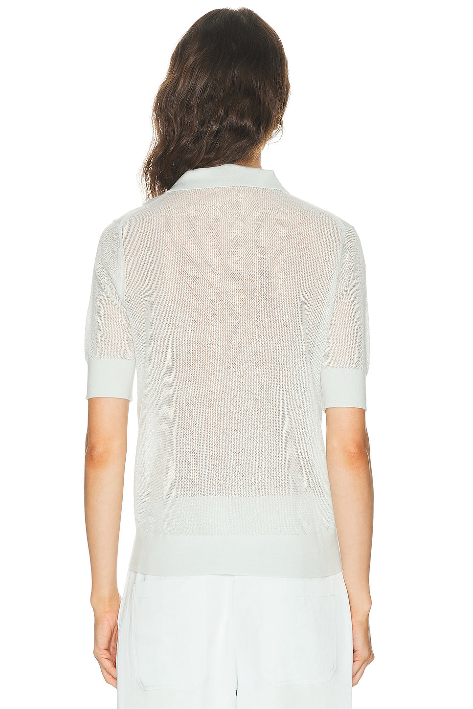 Open Stitch Slim Polo Top