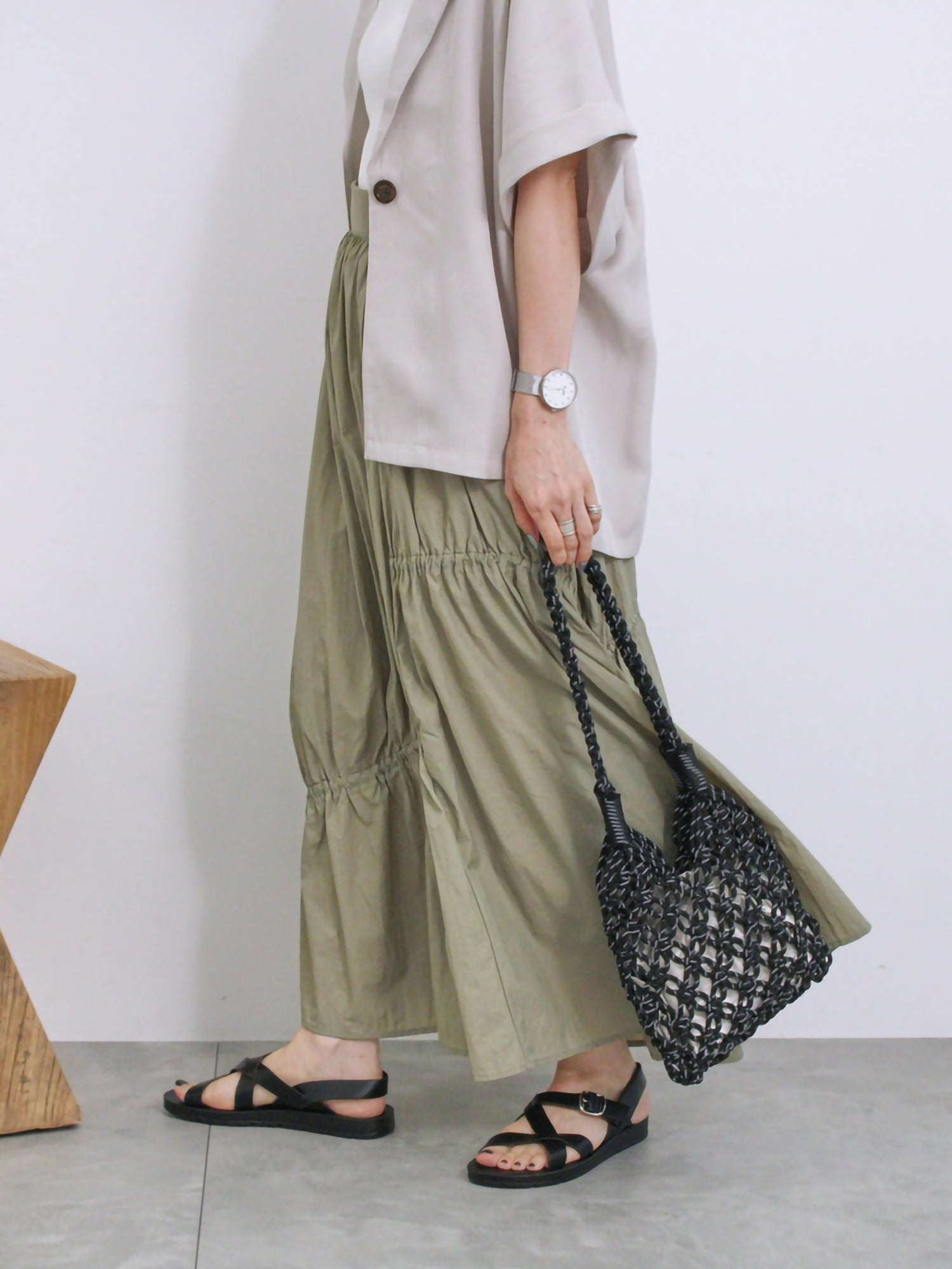 Takane Nylon Switching Drove Skirt
