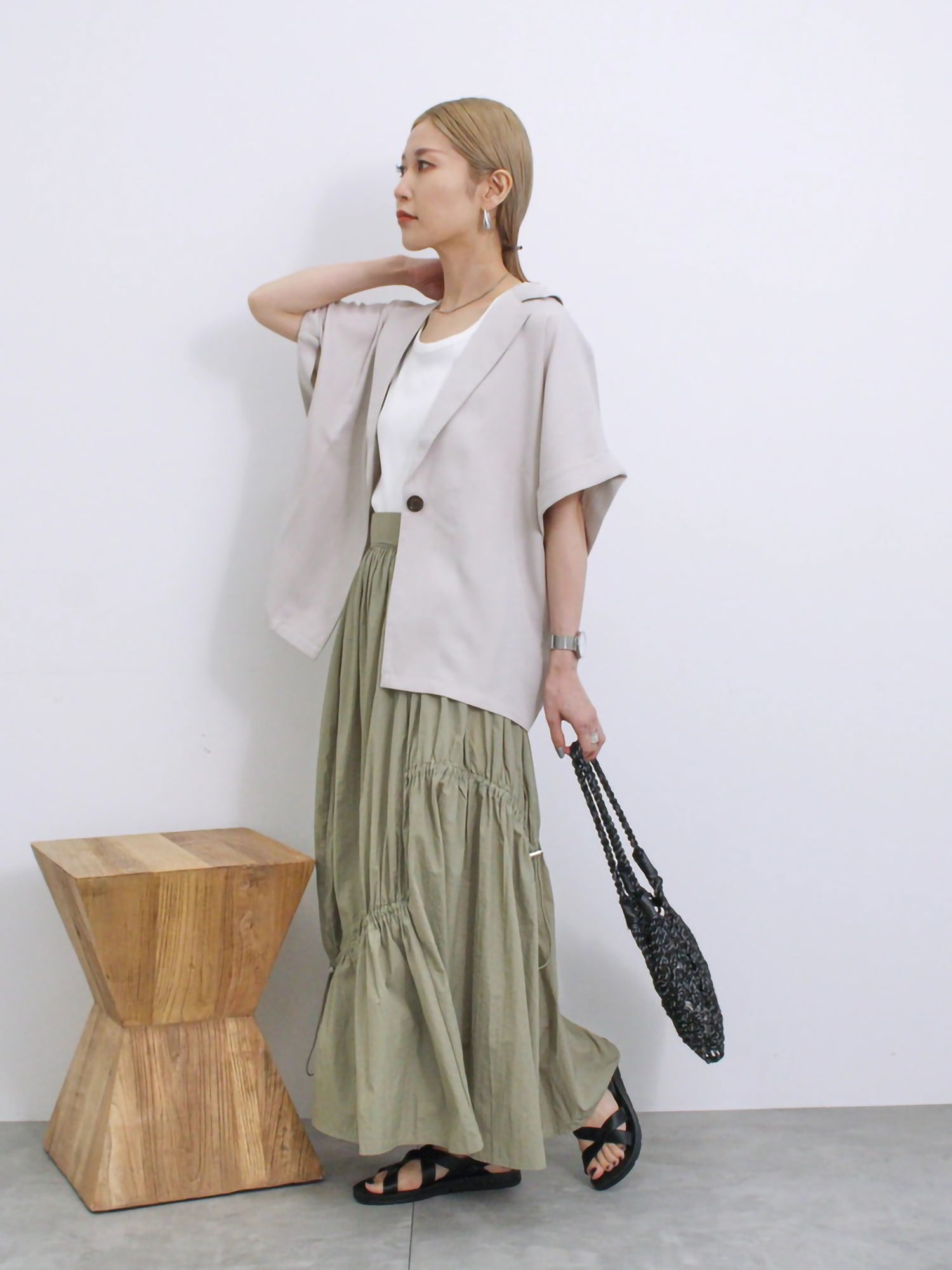 Takane Nylon Switching Drove Skirt