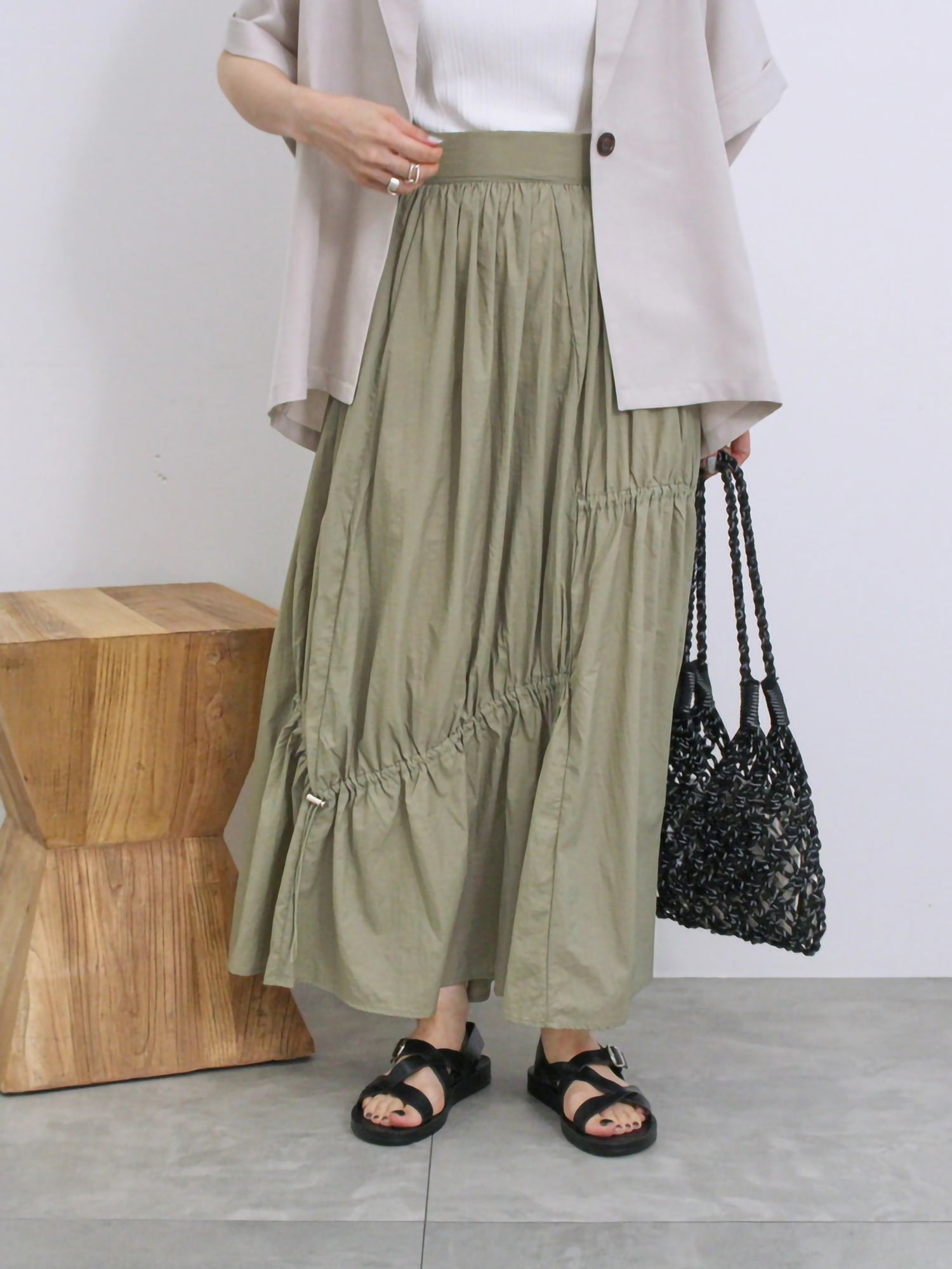Takane Nylon Switching Drove Skirt