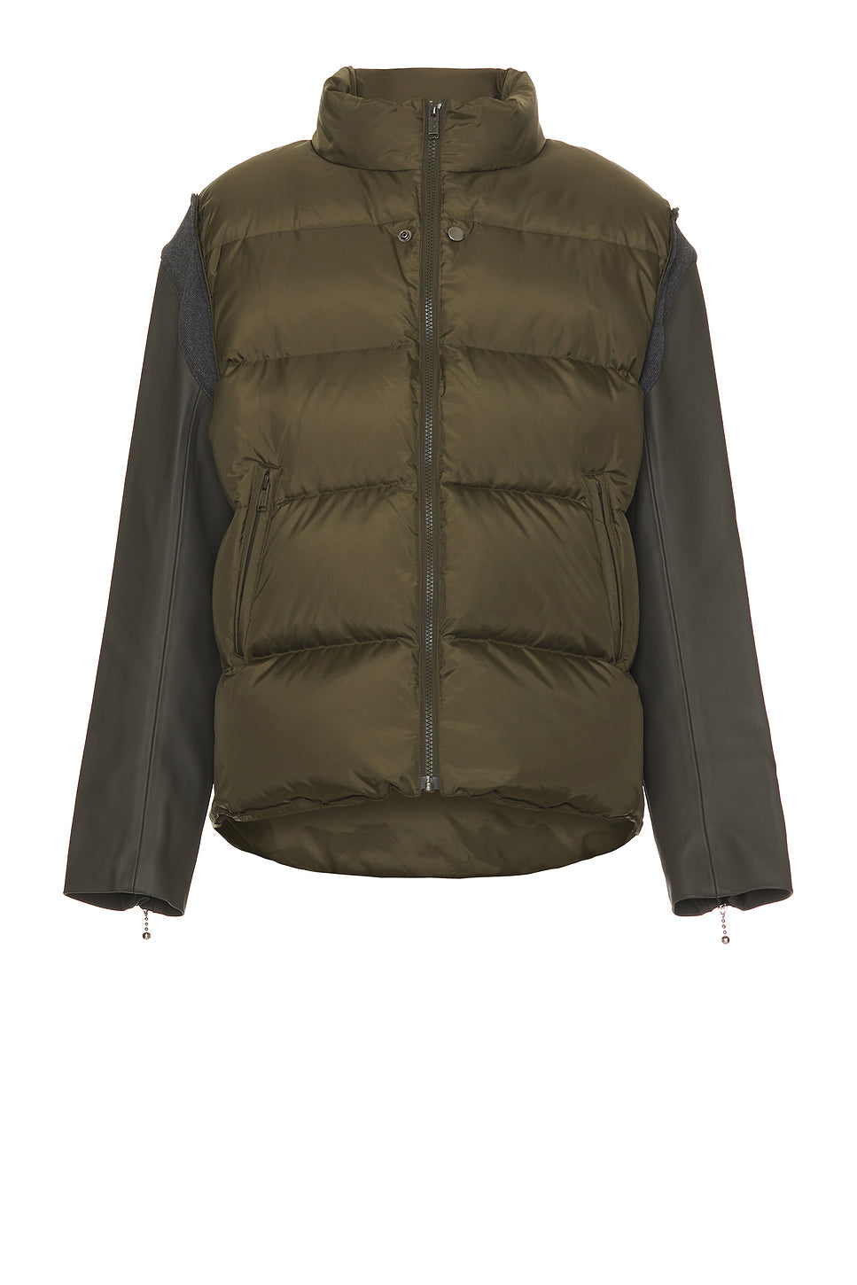 Leather Sleeve Puffer Blouson