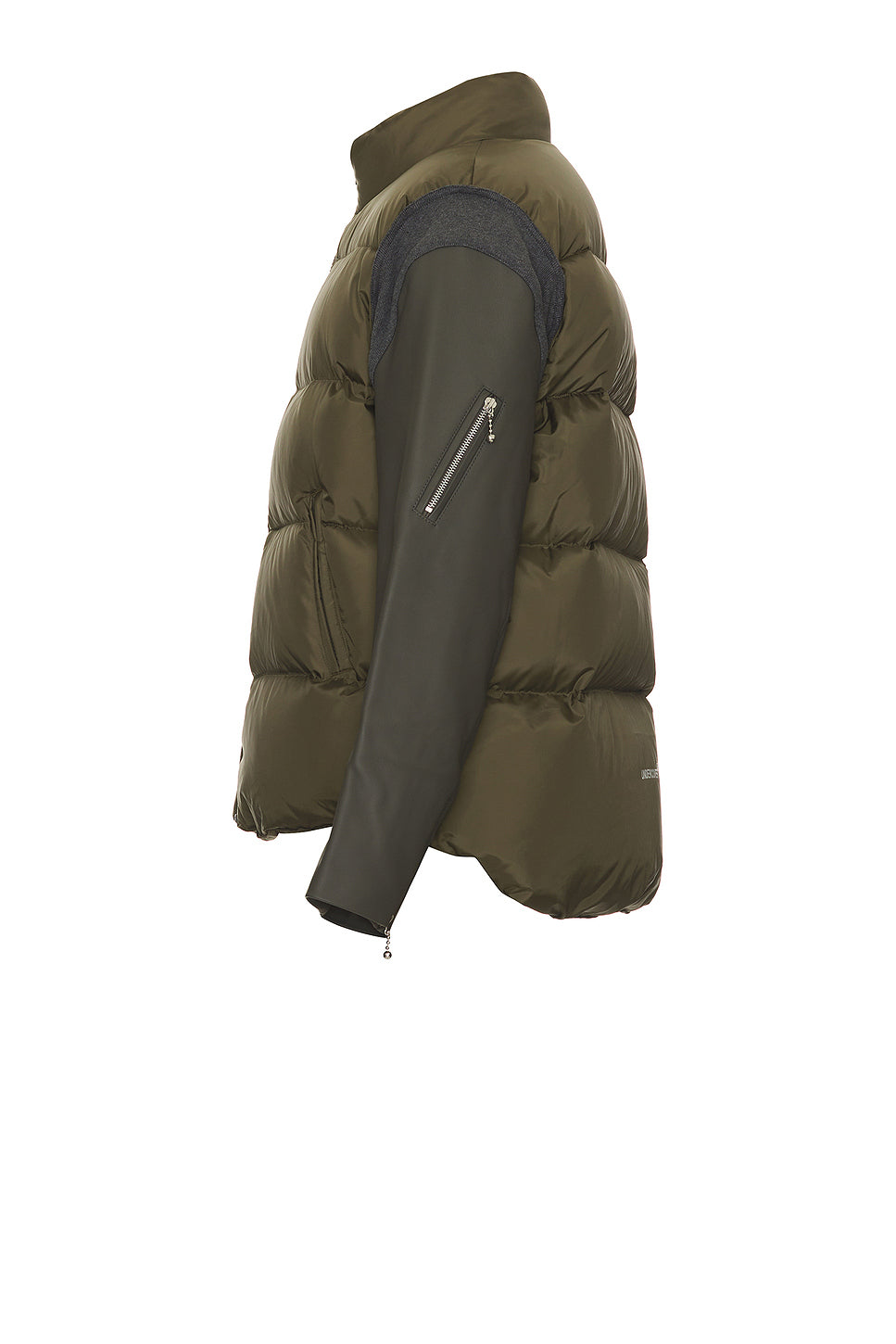 Leather Sleeve Puffer Blouson