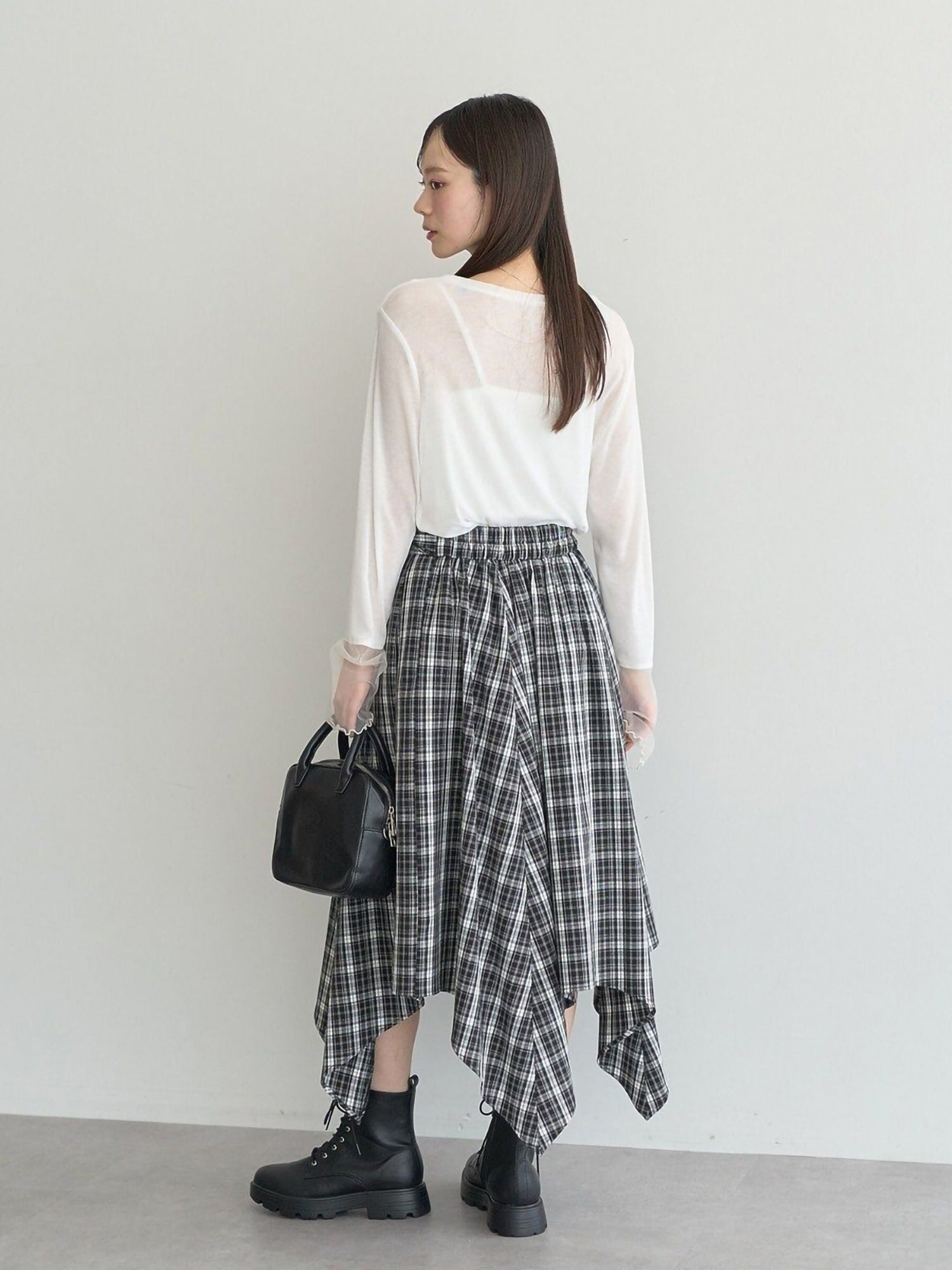Umaru Irregular Checked Shirt Skirt