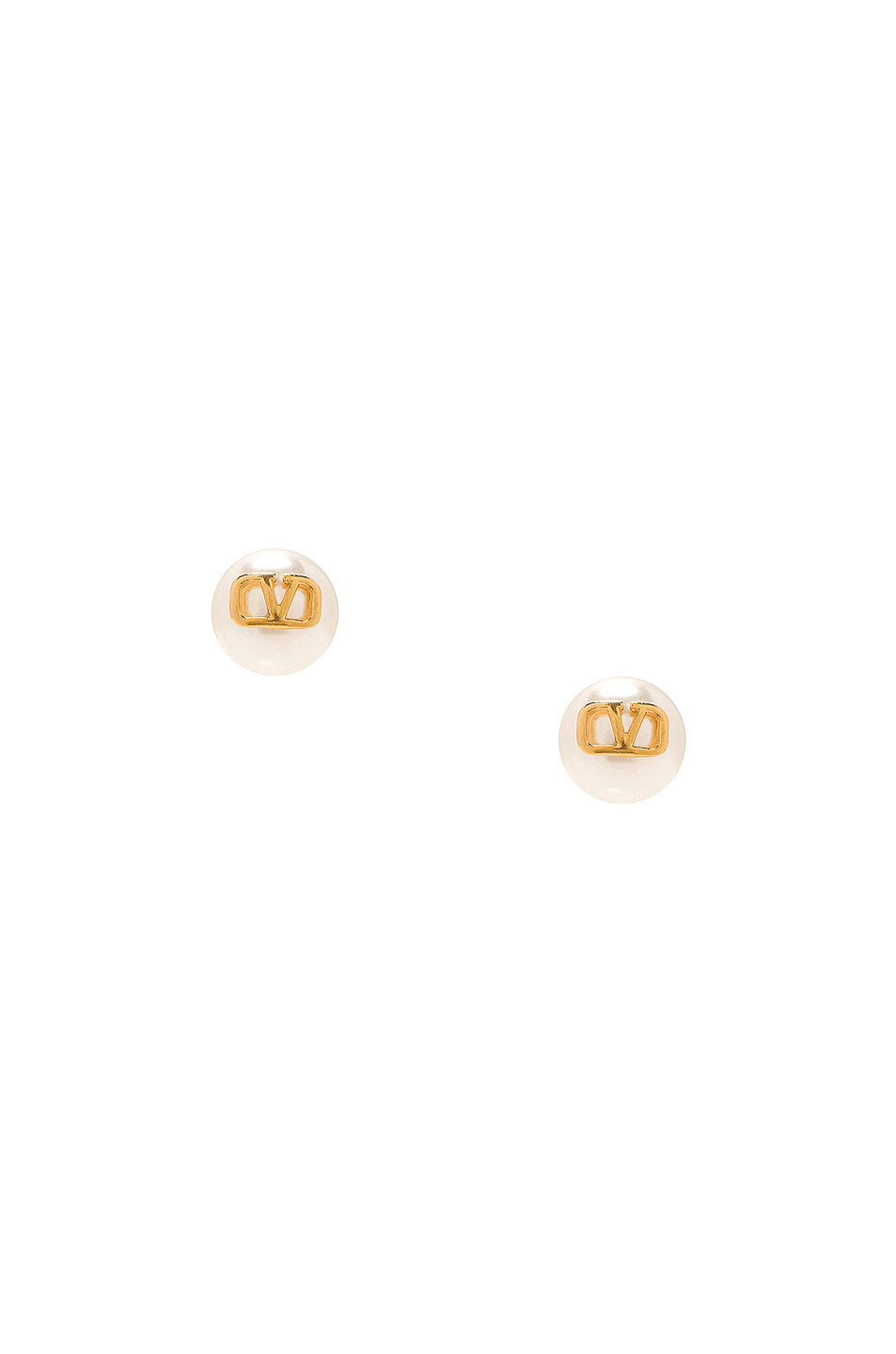 V Logo Pearl Stud Earrings