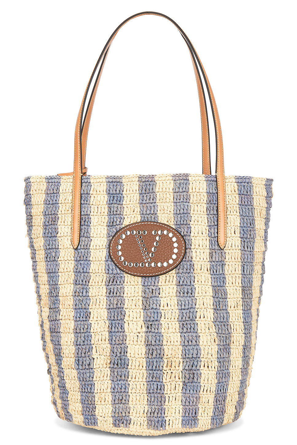 Crochet Raffia VLogo Signature Bucket Bag