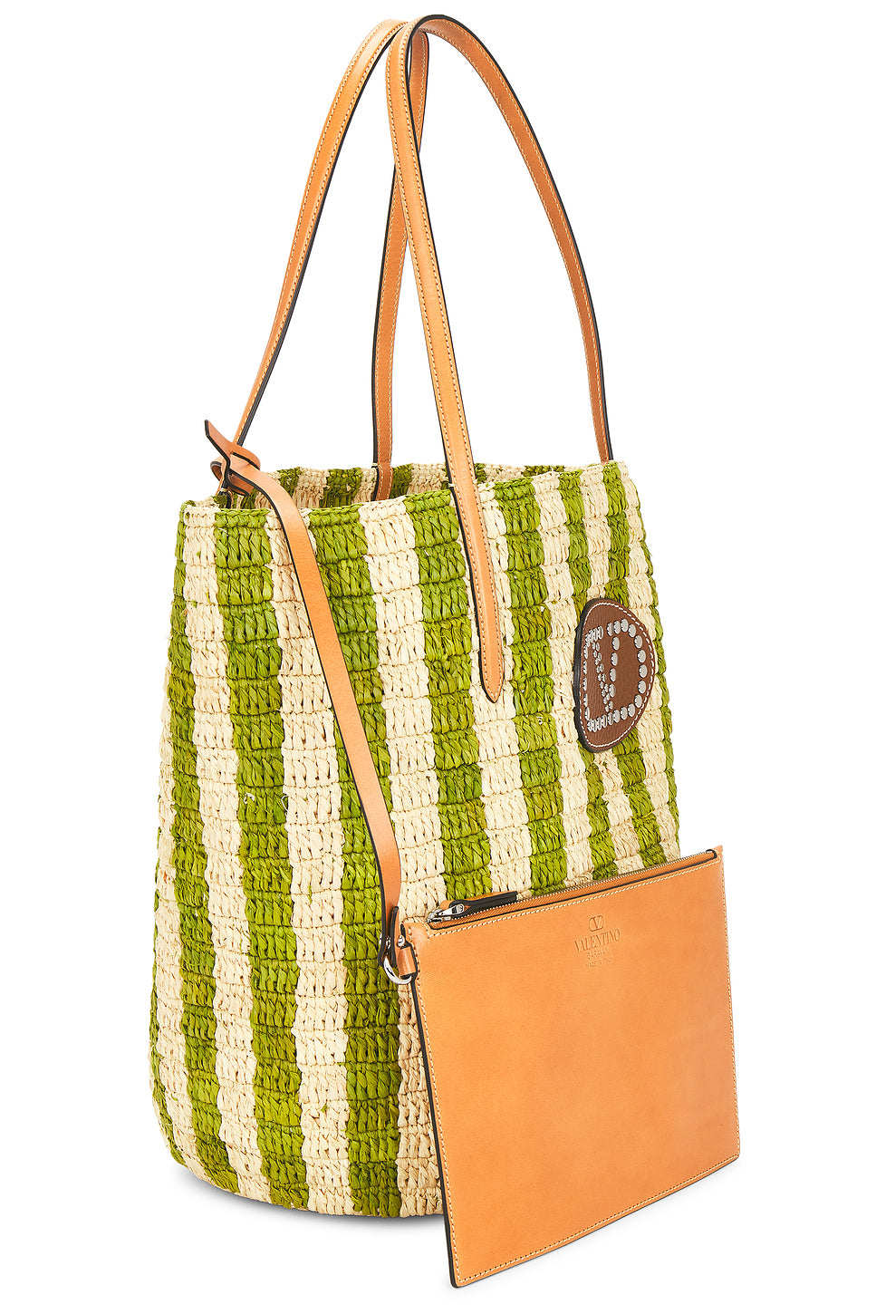 Crochet Raffia VLogo Signature Bucket Bag