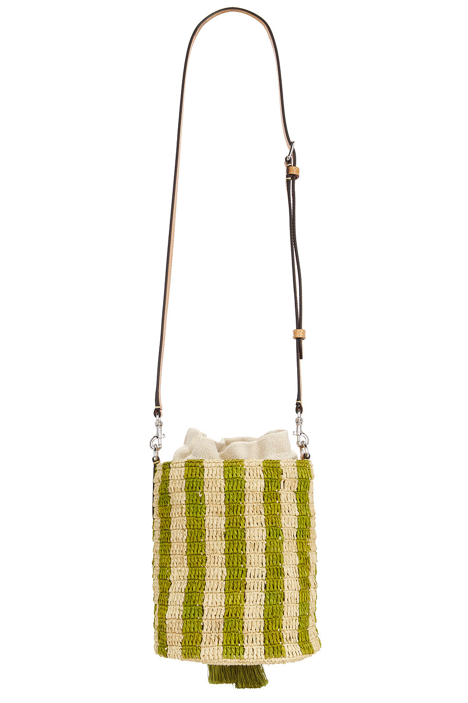 Crochet Raffia VLogo Signature Small Bucket Bag