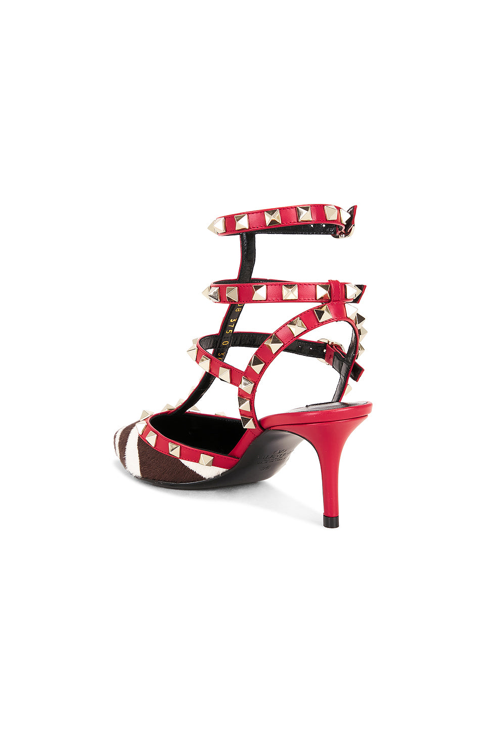 Rockstud Hair Calf Ankle Strap Pump