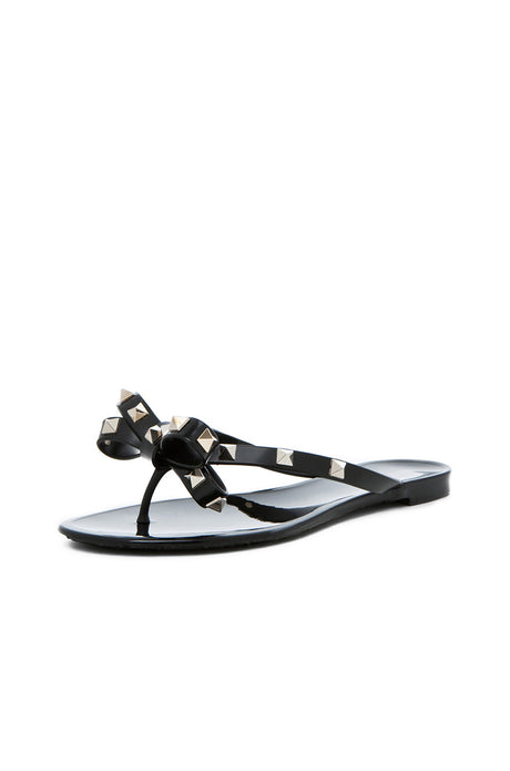 Summer Rockstud PVC Bow Thong Sandal