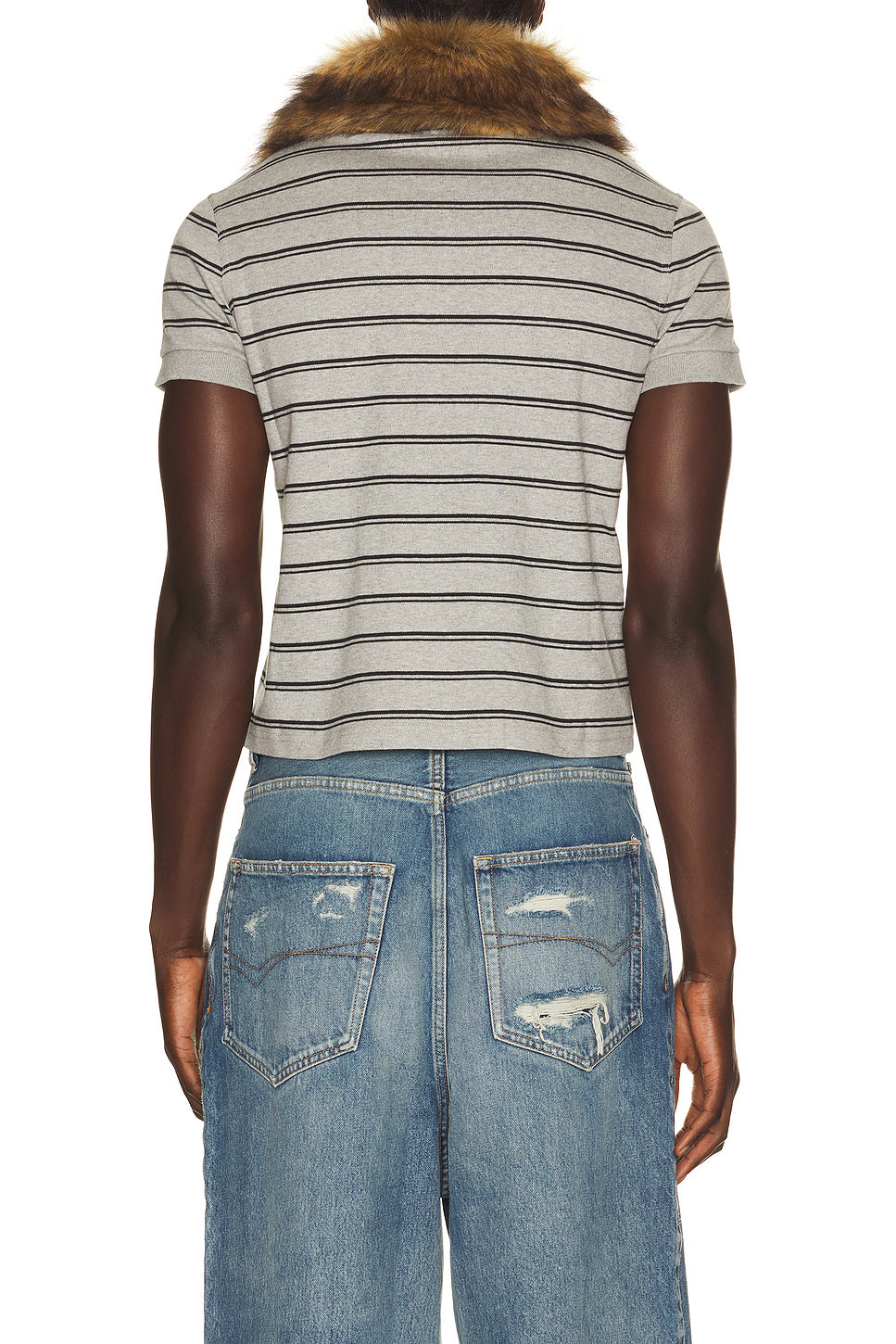 Fitted Polo With Detachable Fur Collar
