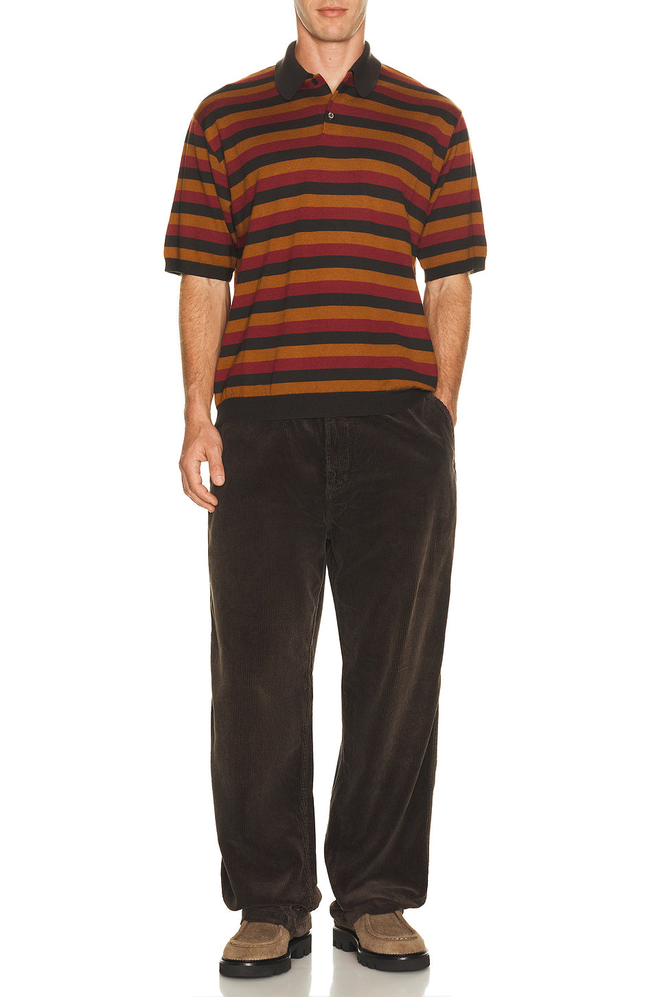 Long Sleeve Knitted Stripe Polo