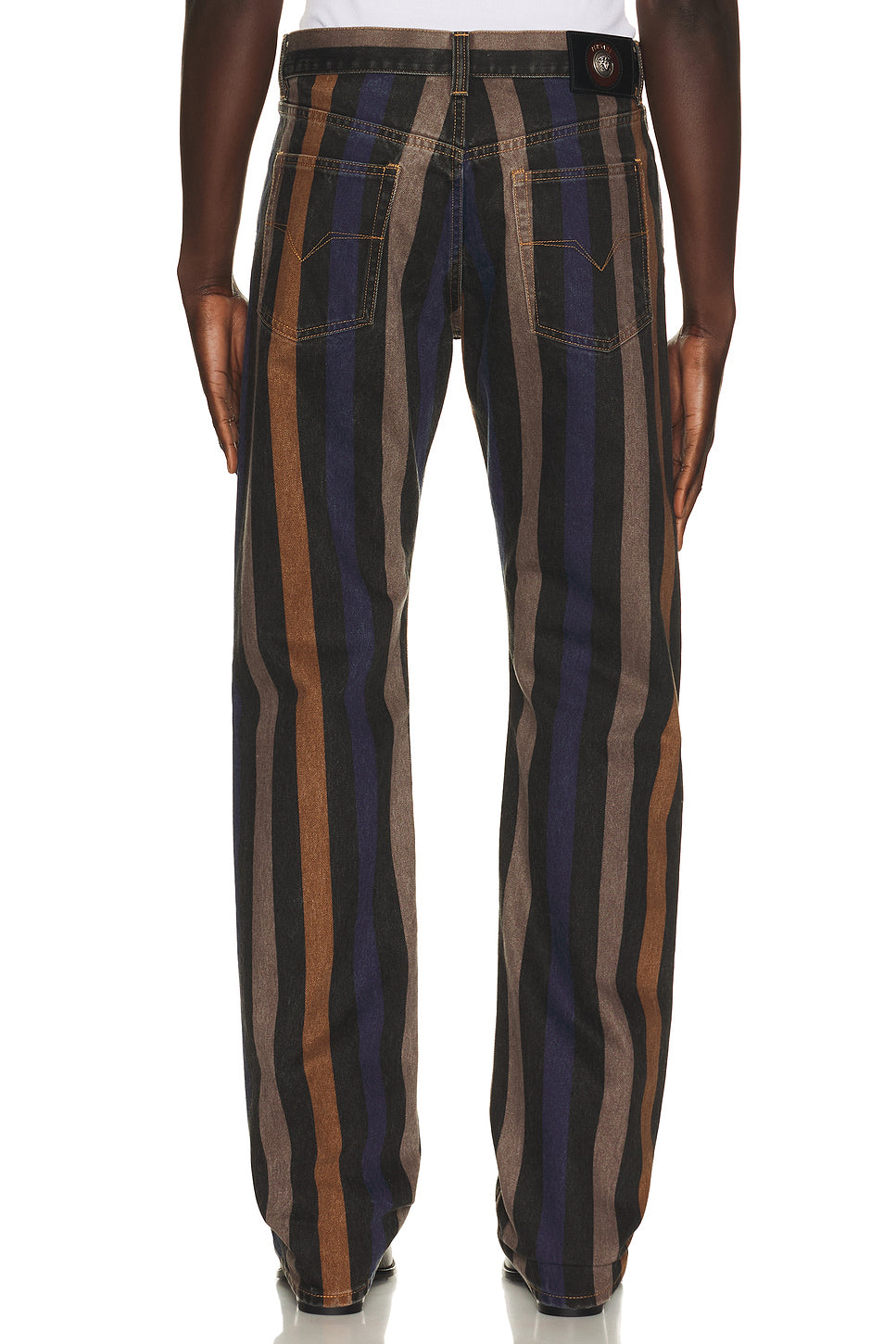 Rigid Denim With Stripe Print