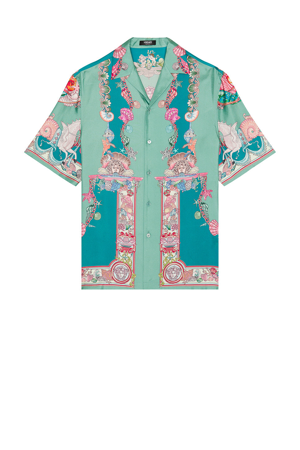 Silk Coral Theatre Print Shirt