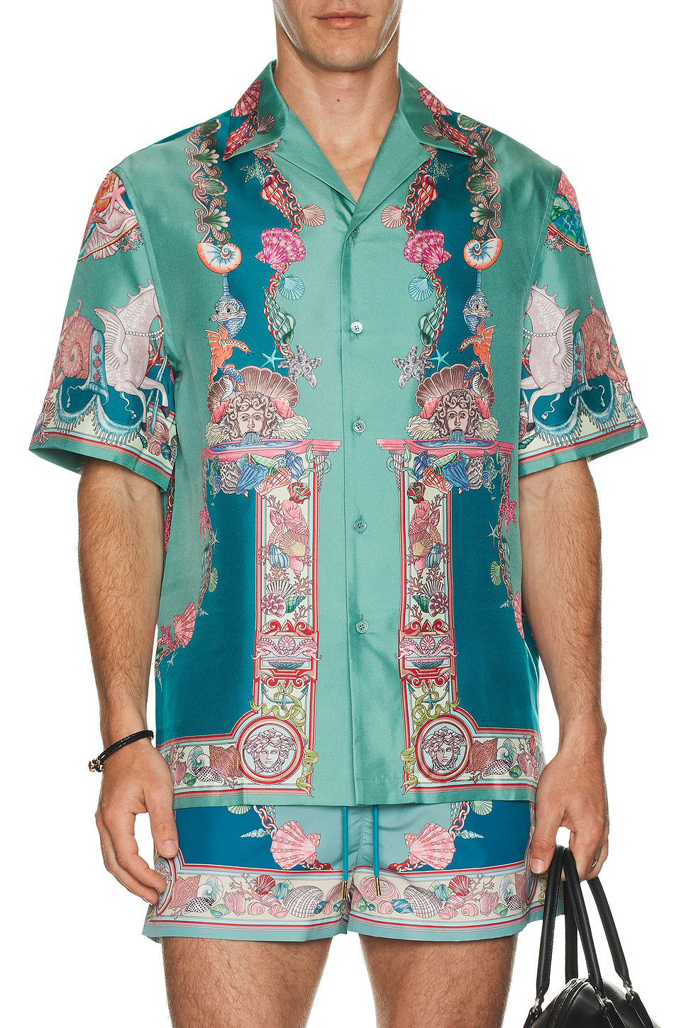 Silk Coral Theatre Print Shirt