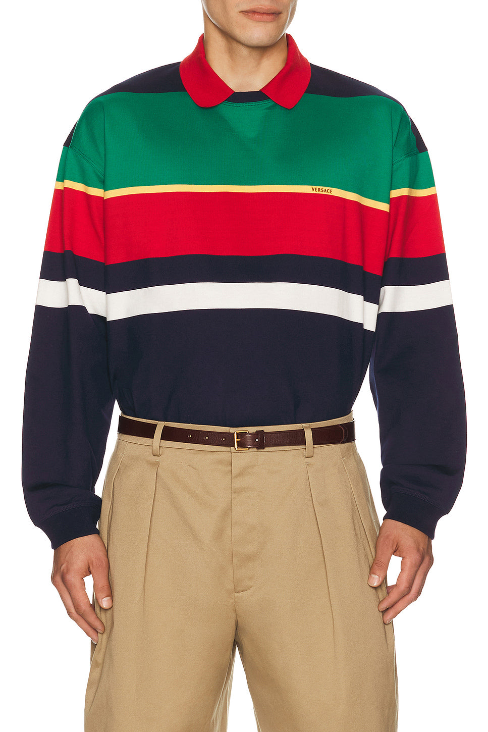 Heavy Striped Cotton Jersey Logo Embroidery