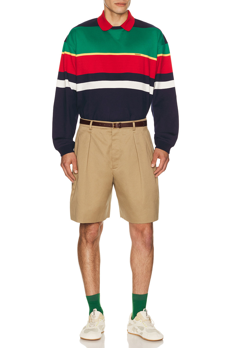 Heavy Striped Cotton Jersey Logo Embroidery