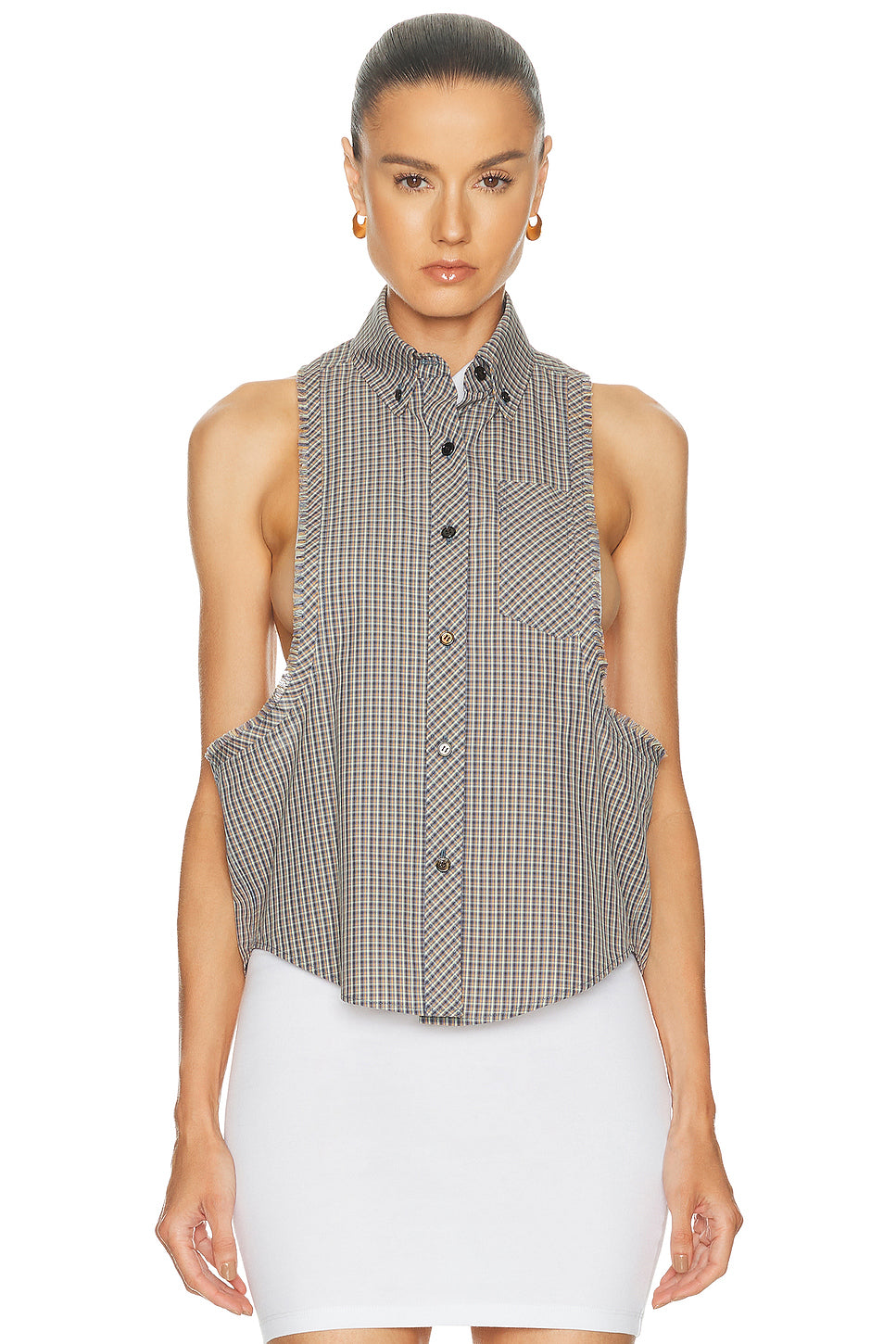 Sleeveless Button Up Top