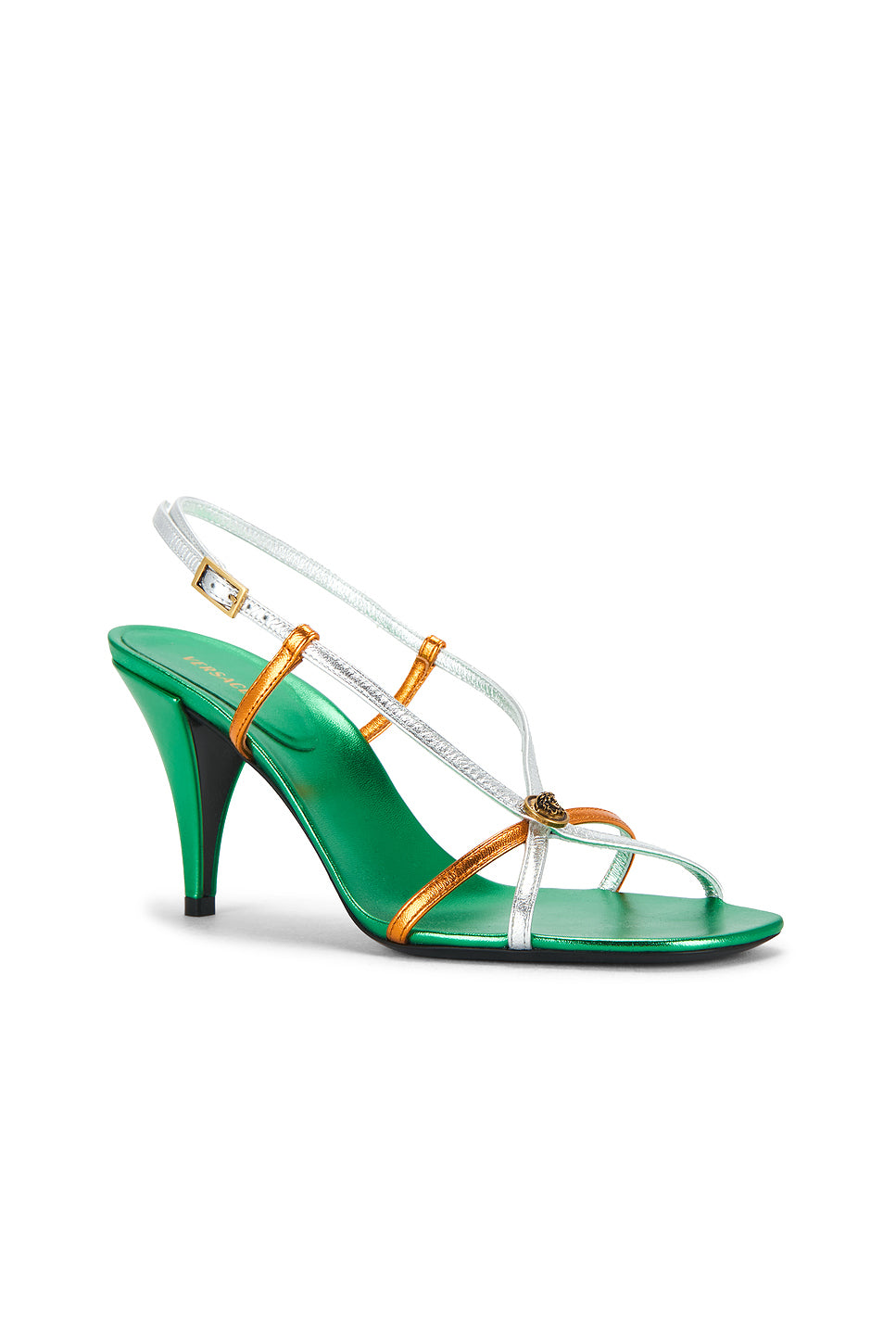 Laminated Leather Strappy Sandal