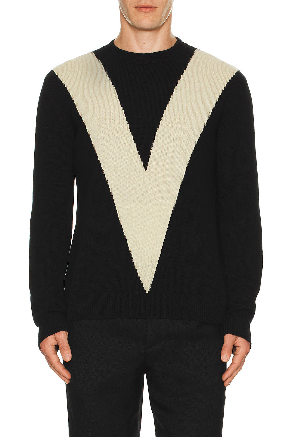 V Logo Wool Sweater