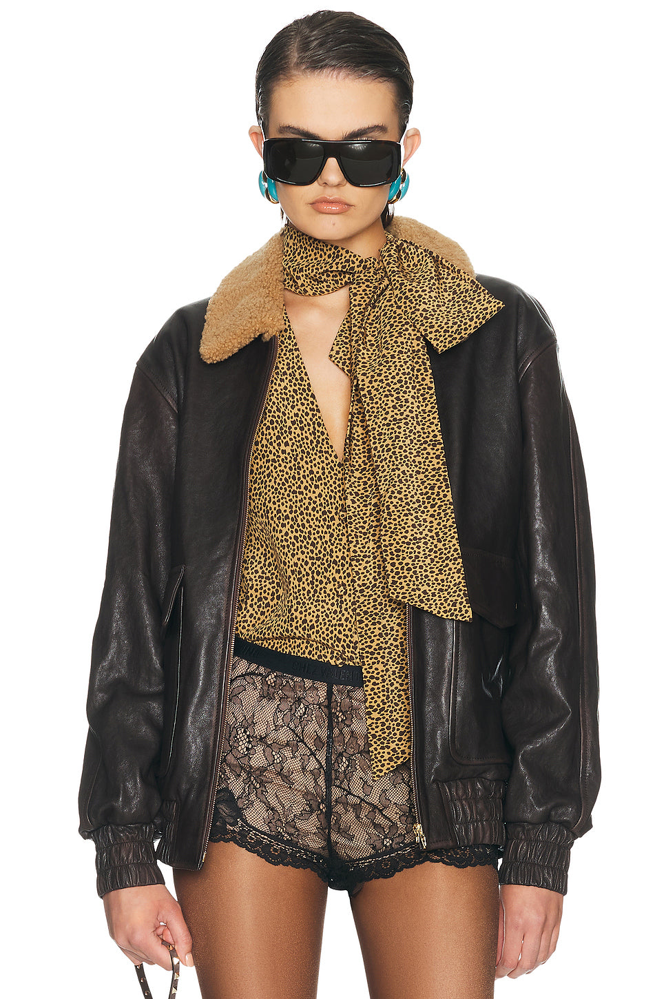 Aged Effect Leather Jacket