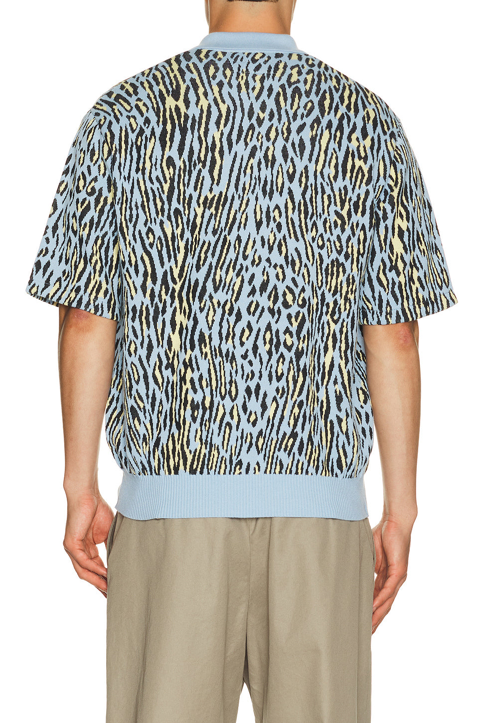 Leopard Knit Polo Shirt Type 1 in L-blue