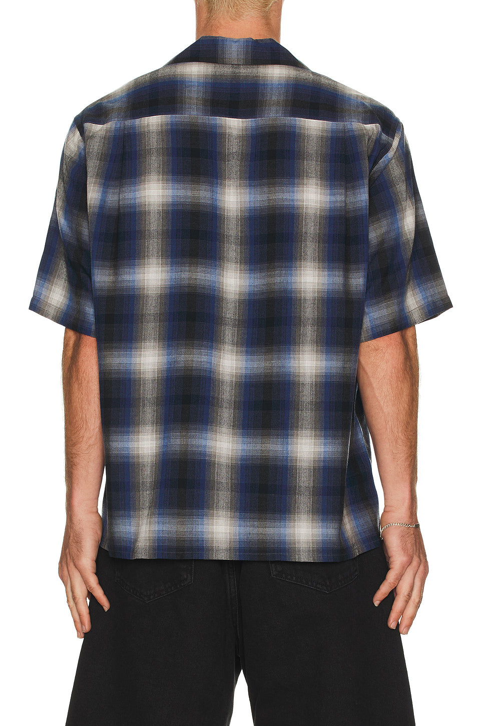 Ombre Check Open Collar Shirt