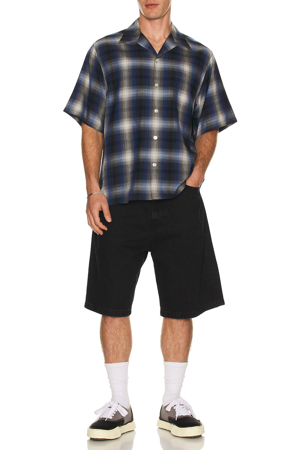 Ombre Check Open Collar Shirt