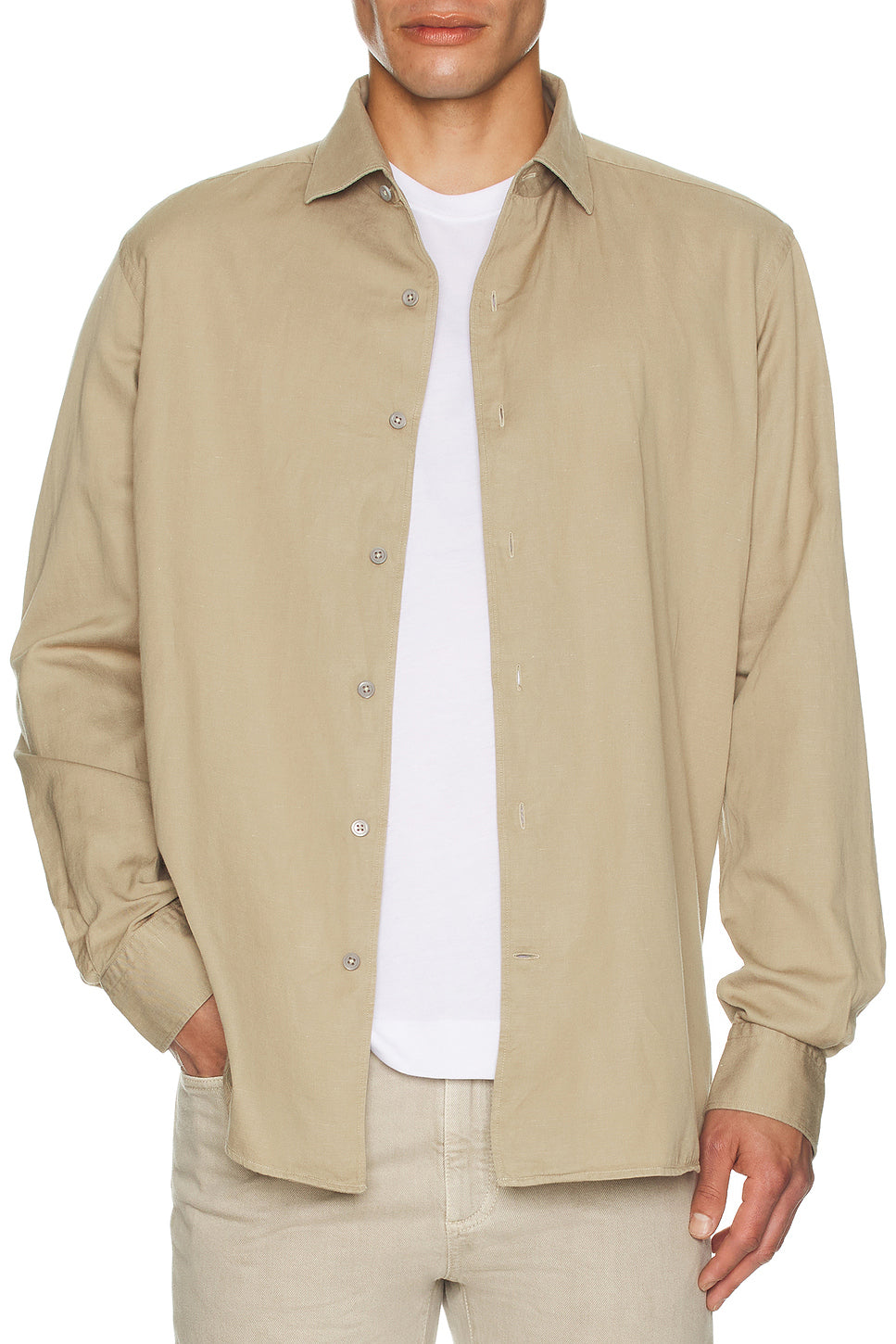 Cotton And Linen Denim Shirt