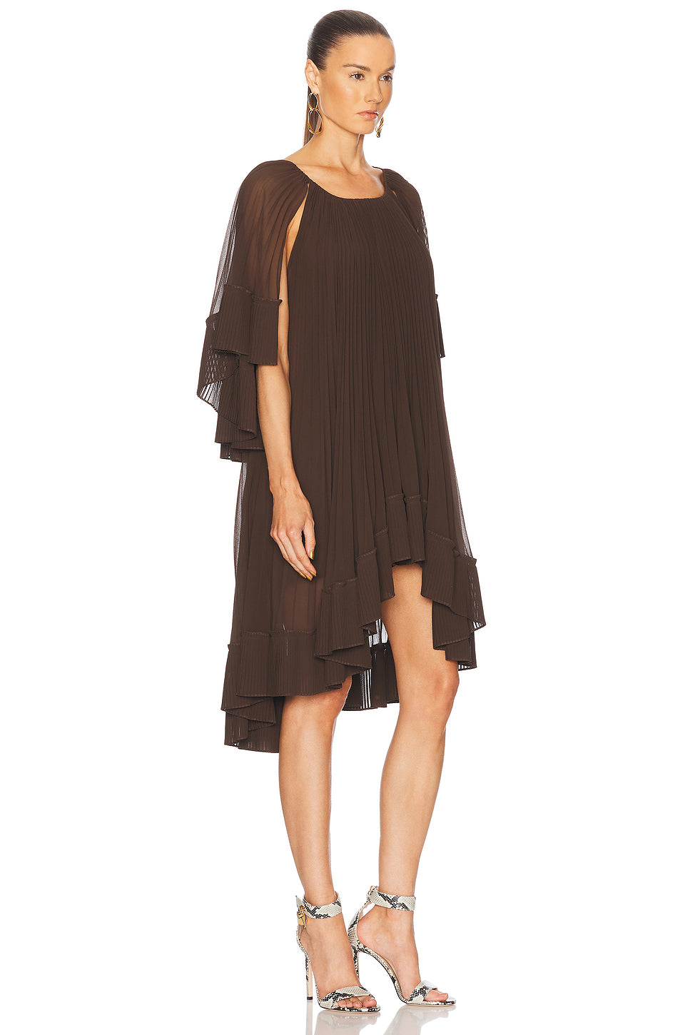 Illuminate Pleated Cape Mini Dress