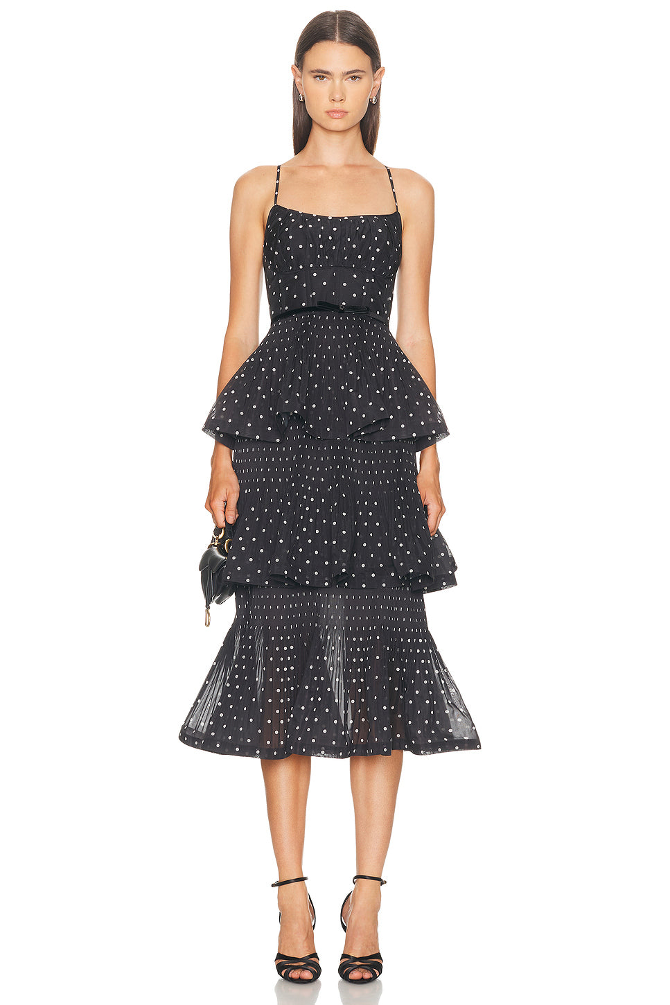 Pleated Tiered Midi Dress