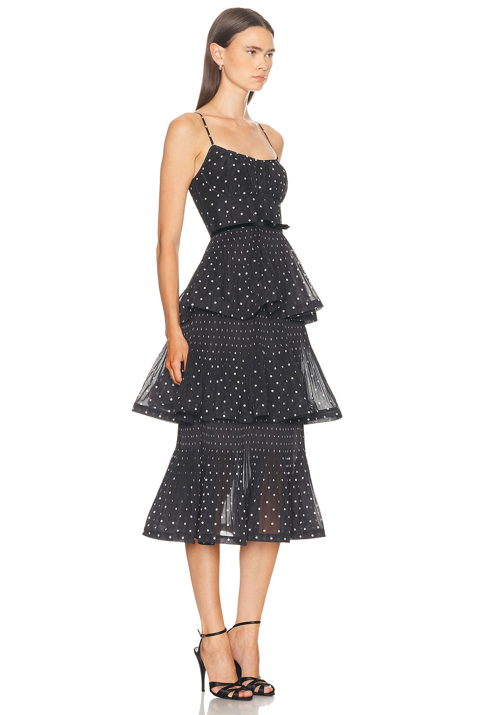 Pleated Tiered Midi Dress