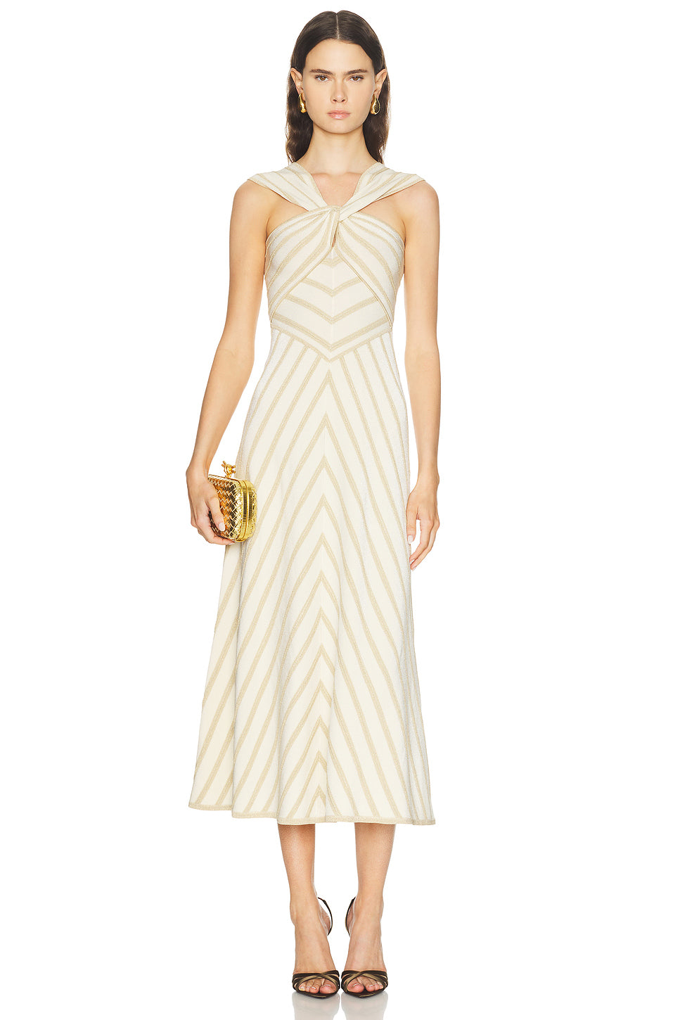 Luna Metallic Halter Dress