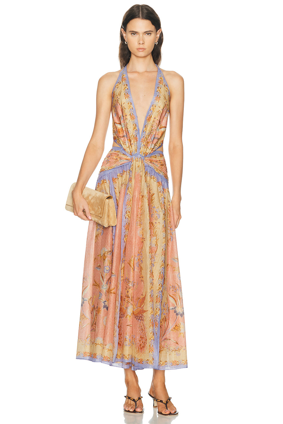 Indra Plunge Halter Maxi Dress